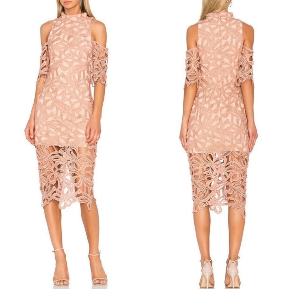ELLIATT lace cold shoulder midi dress